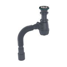 Сифон 1 1/4*40 с чёрной мет.реш. с г.т. 40х40/50 ОНИКС (черный) Aquant S1083